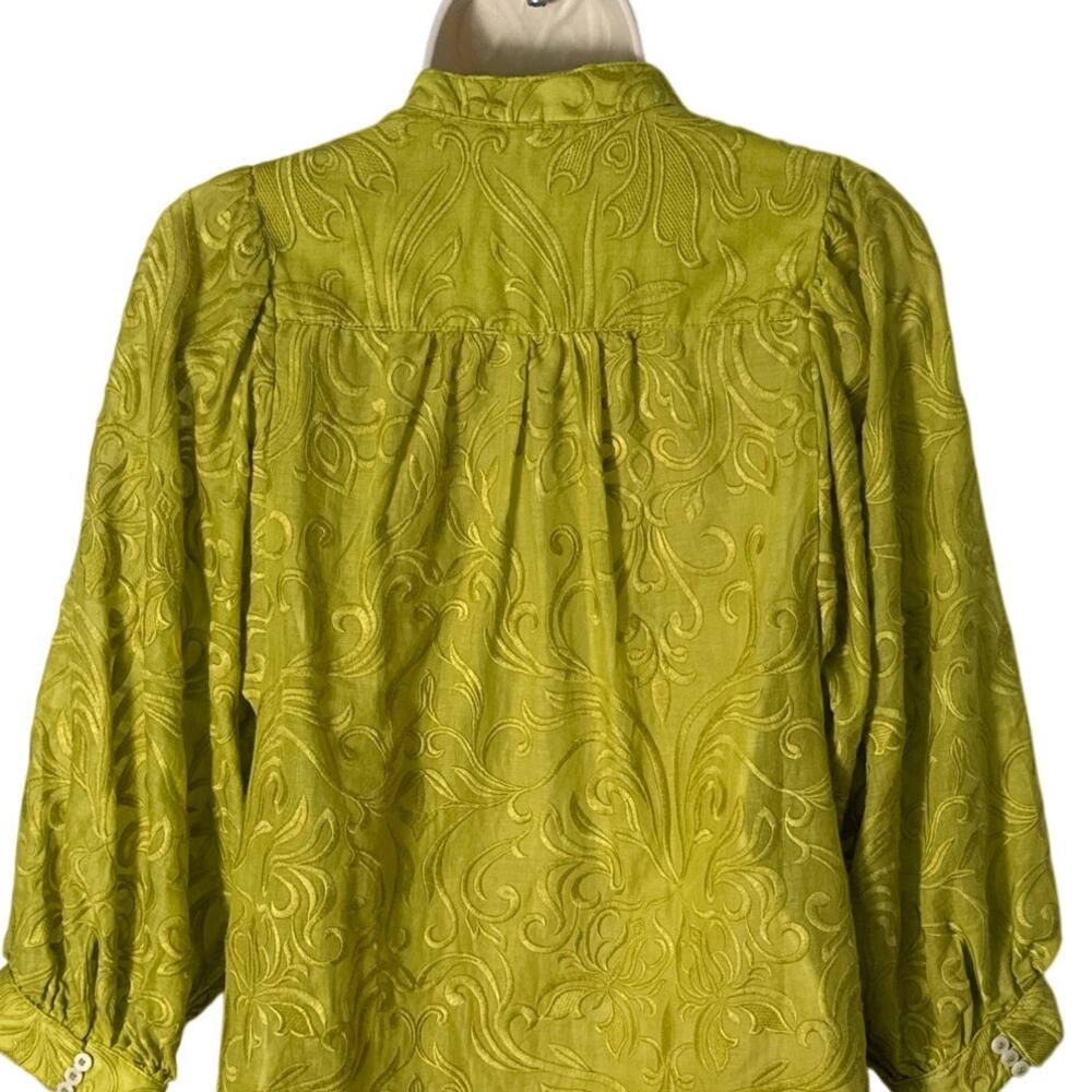 Anthropologie Pilcro Bella Embroidered Semi Sheer Button Down Blouse Green Sz XS - Picture 13 of 14